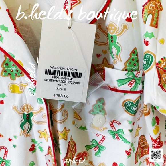 Roller Rabbit Gingerbread Party Long Sleeve Polo Pajamas in Multi Size Small NWT - Picture 6 of 15